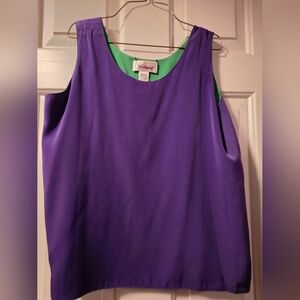 Worthington Purple and Green Sleeveless Blouse